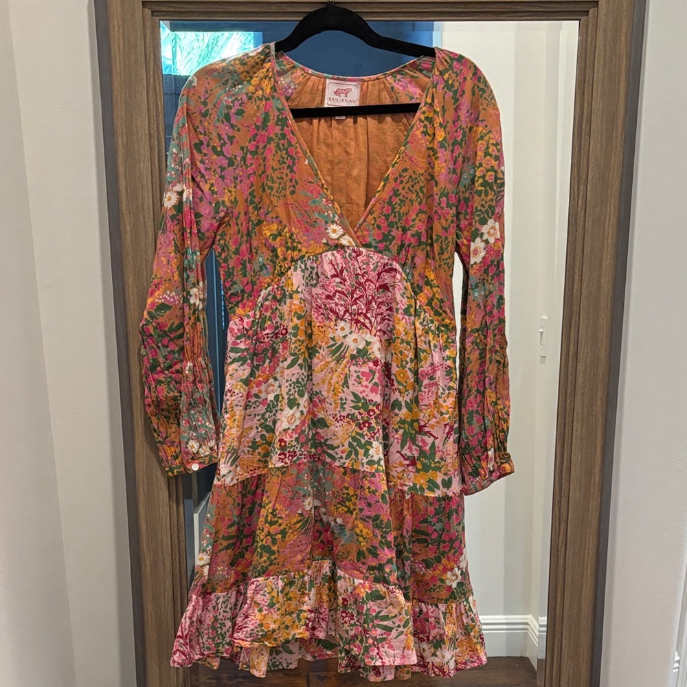 Banjanan Multicolor Dress with Floral Accents